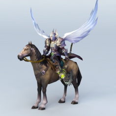 angel warrior riding horse 3d model