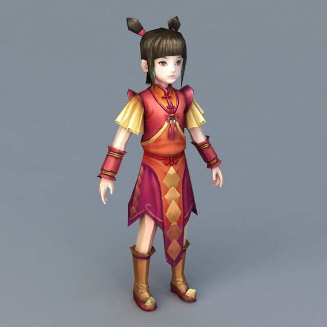 Chinese New Year Anime Girl 3d model