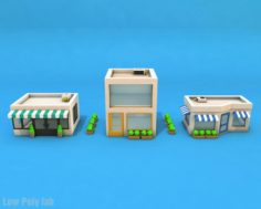 Cartoon City Buildings Low Poly 3D Model 3D Model