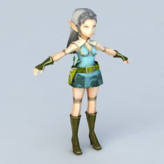 Anime Elf Girl Archer 3d model