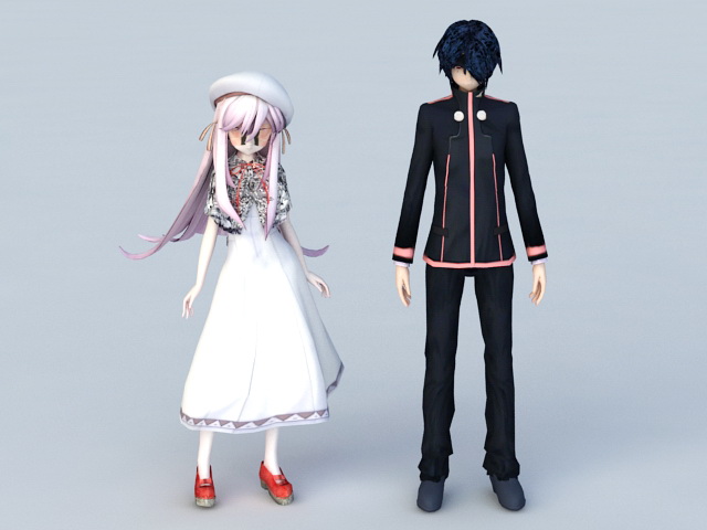 Cute Anime Couple 3d model