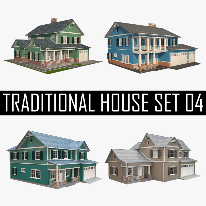 3D Traditional House Set 04