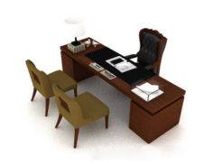 Wooden office desk 3d model