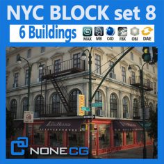 Free NYC Block Set 8 3D Model