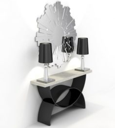A curbstone with lamps and a mirror 3D Model