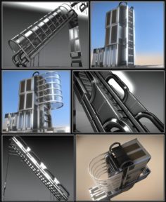 Sci-Fi Ladders and Stairs Silver 3D Model