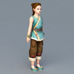 Traditional Chinese Little Girl 3d model