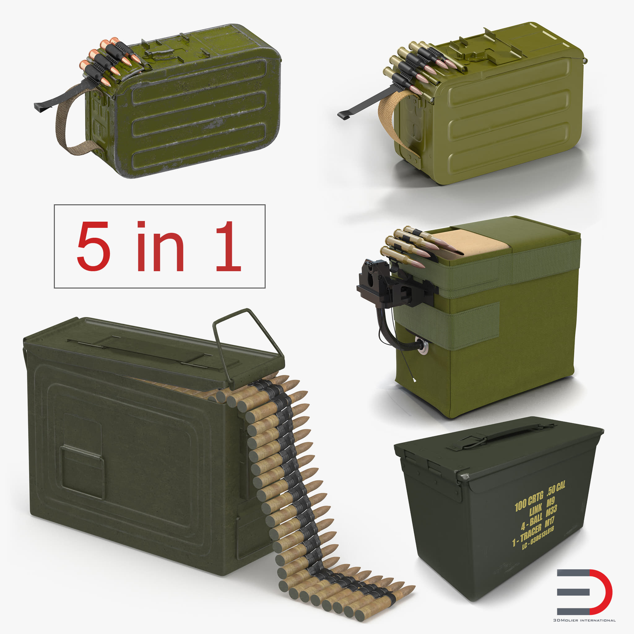Machine Gun Ammunition Boxes Collection 3D Model 3DHunt.co