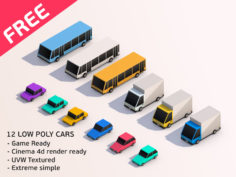 3D Cartoon Low Poly City Cars model Free 3D Model