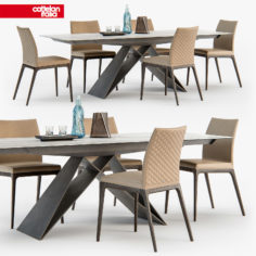 Cattelan Italia Arcadia couture chair Premier table 3D Model