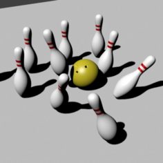 Bowling Ball and Pins Free 3D Model