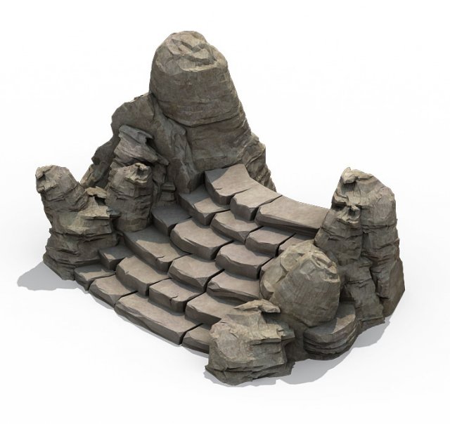 Mountain – terrain stone staircase 05 3D Model