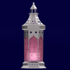 3D model Metallic Arabian lantern with engraved glass 3D Model