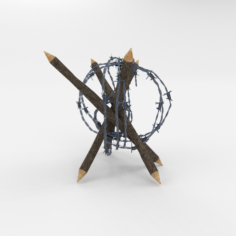 Lowpoly Barb Wire Obstacle 6 3D Model
