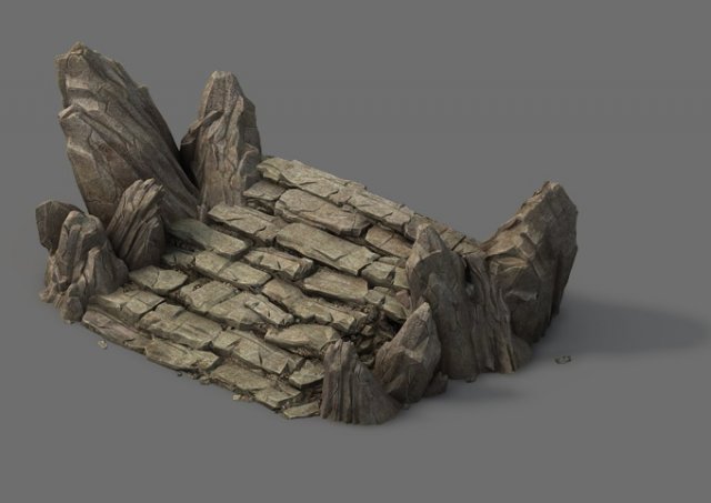 Mountain – terrain stone staircase 01 3D Model