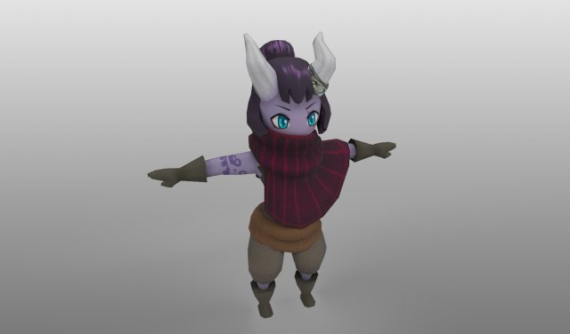 Demon girl rigged with animation controls 3D Model