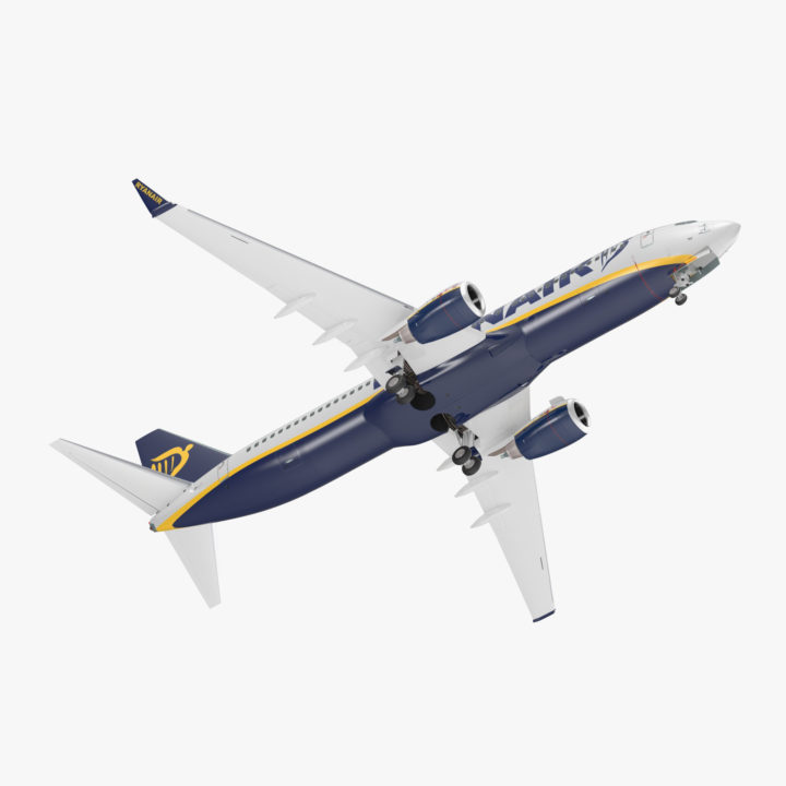 Boeing 737-800 Ryanair Rigged 3D Model
