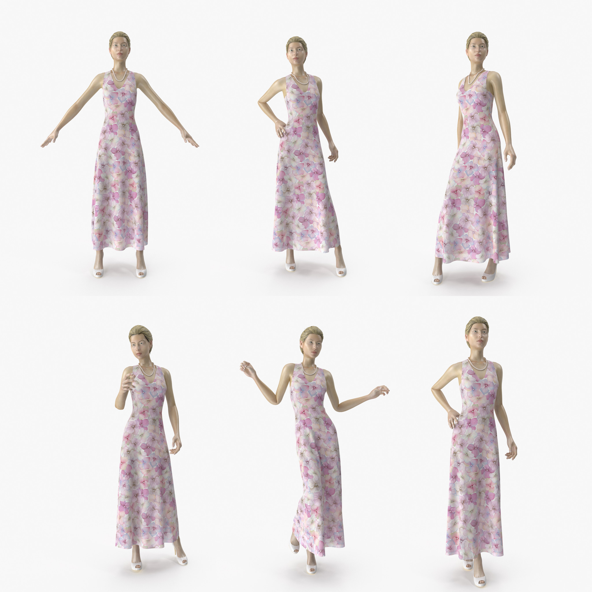 Showroom Mannequin 036 Poses 1-6 3D 3D Model