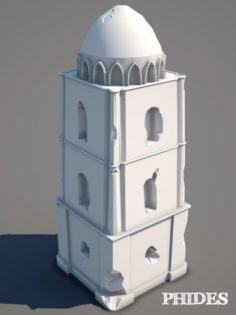 Ancient tower ruins low poly untextured 3D Model