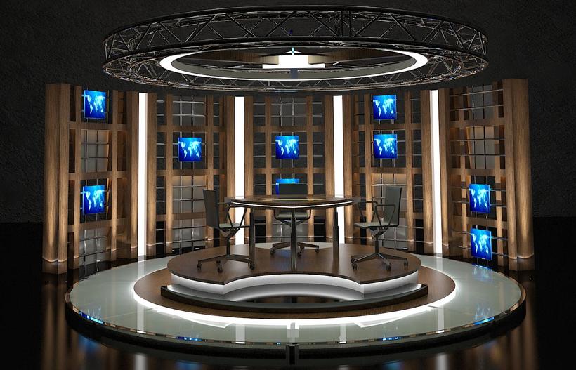 Virtual Tv Studio Chat Set 17 3D Model