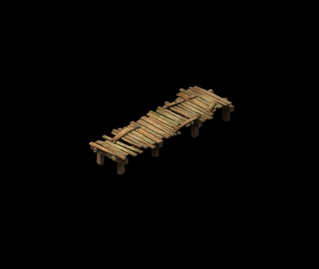 Game Model – prairie scene – wooden bridge 01 3D Model