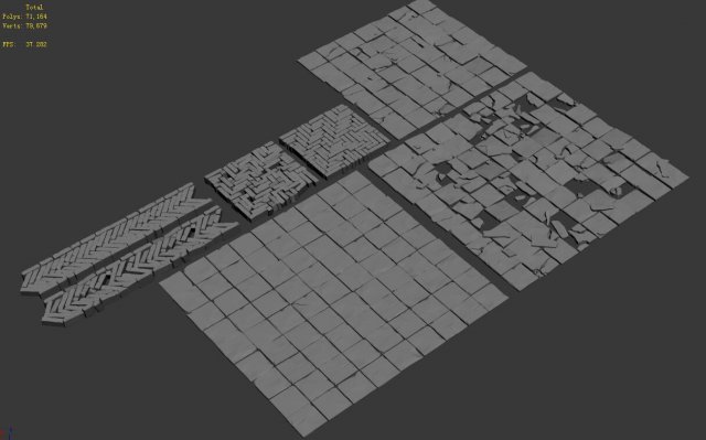 Medium city – brick pavement 3D Model