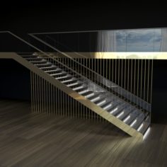 Brass and Glass Staircase 3D Model