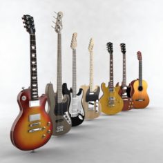 Collection of guitars 3D Model