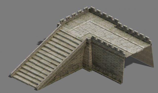 City Gate – Wall – Wall – Stairs 3D Model