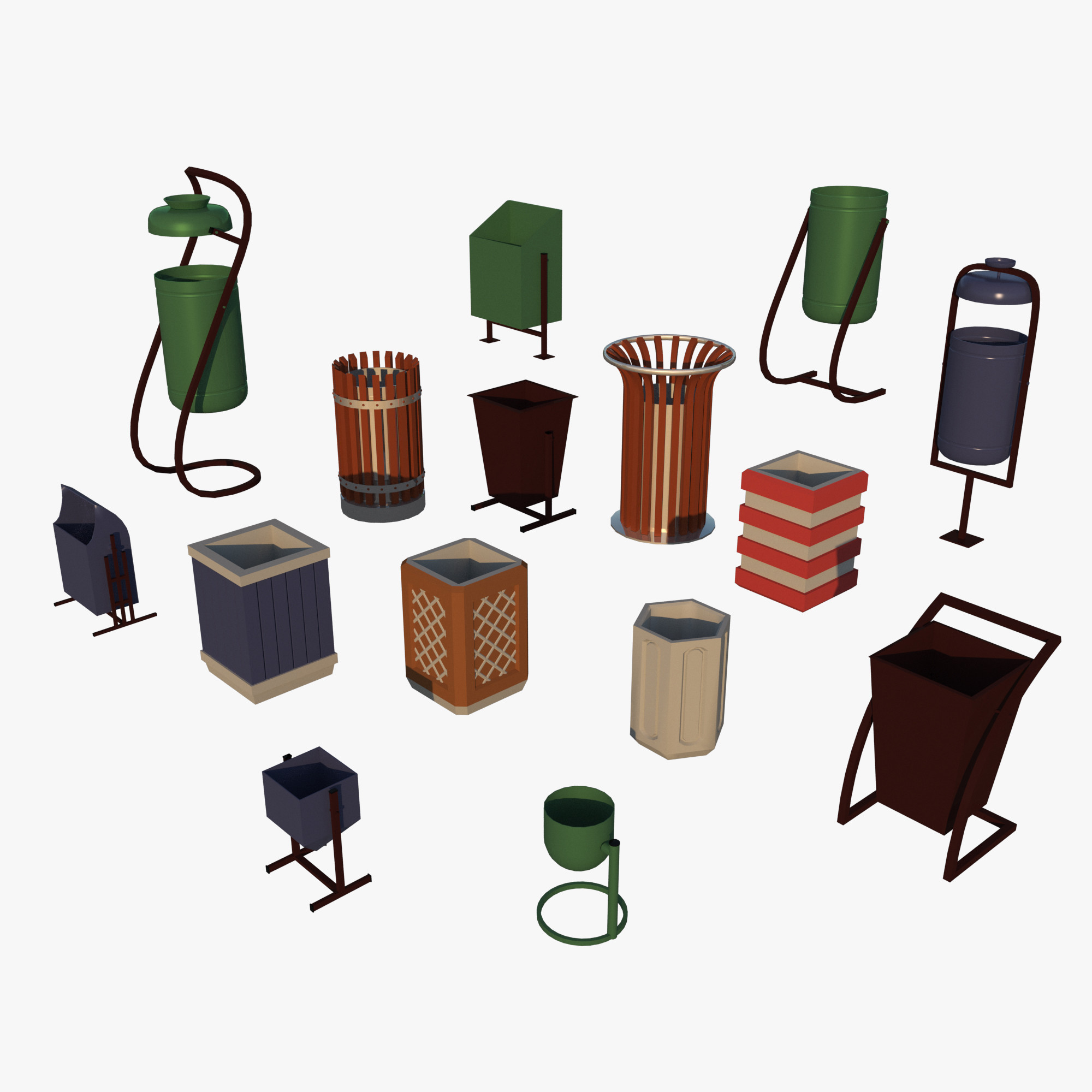 3D model Trashcans Collection 3D Model