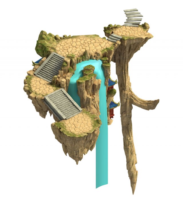 Wild – mountain ladder waterfall 3D Model