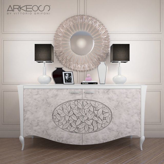 Sideboard Arkeos KRONOS K100 White Silver 3D Model