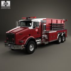 Kenworth T800 Fire Truck 3-axle 2005 3D Model