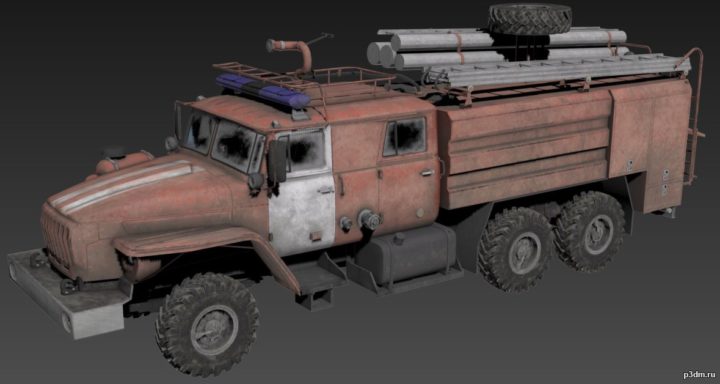 Ural-4320 Firetruck 3D Model