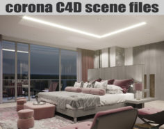 Corona C4D Scene Files – Master Bedroom 3D Model