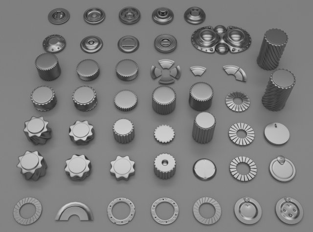 45 gears and machine parts 3D Model