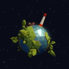 Low Poly Planet Animation Free 3D Model