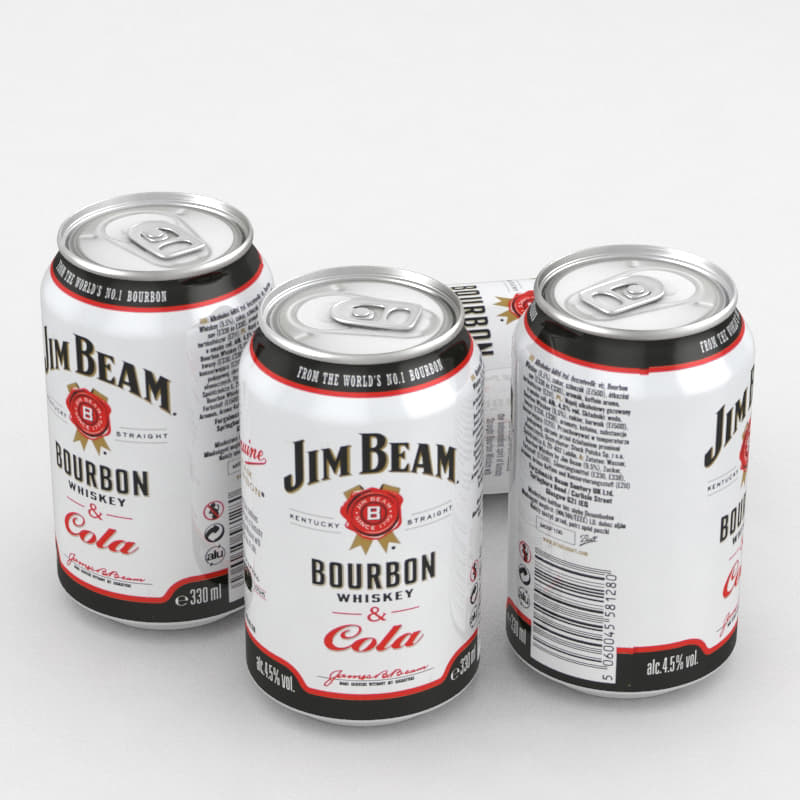 Alcohol Can Jim Beam Bourbon Whiskey and Cola 330ml 3D Model