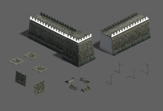 Medium city – city wall – corner 3D Model