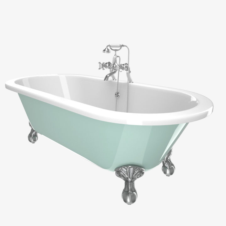 3D Buckingham Bathtub Aqua Coated model 3D Model