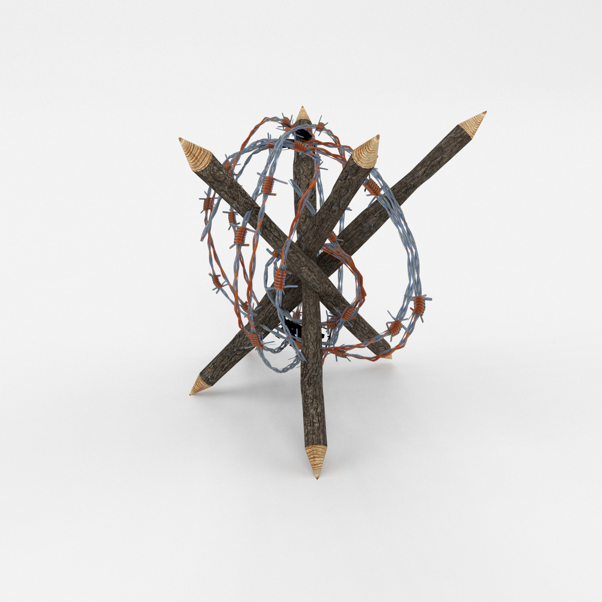 Lowpoly Barb Wire Obstacle 5 3D Model
