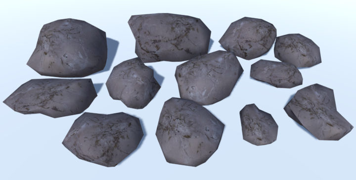 12 Ultra Low Poly Rocks 3D Model