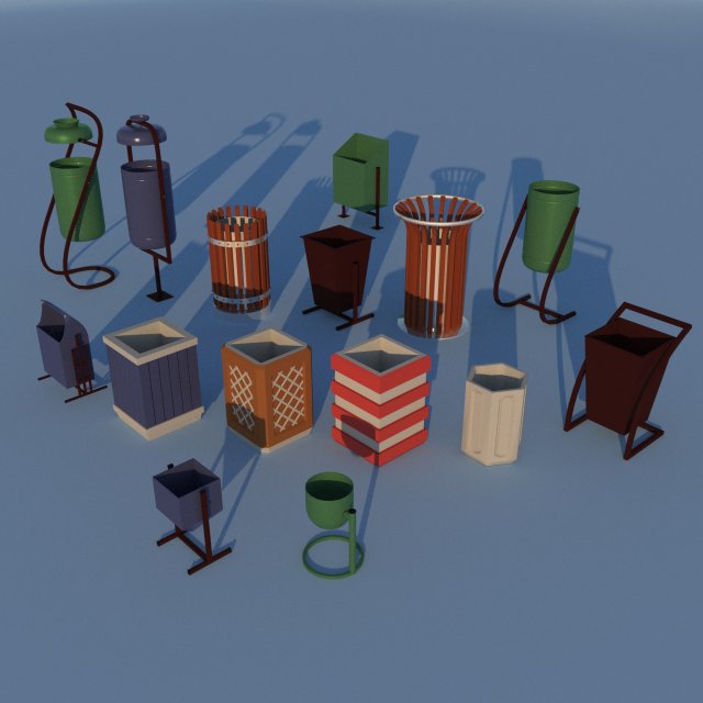 Trashcans Collection 3D Model