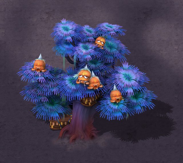 Cartoon hell – ghost coffin tree 03 3D Model
