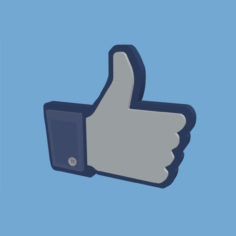 3D Facebook Like Button Thumb + Low Poly 3D Model