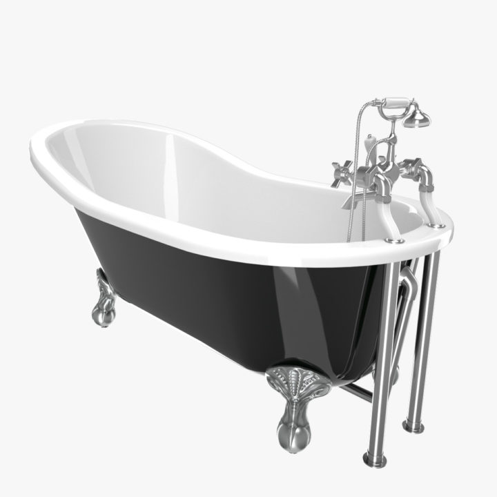 Vintage Bathtub Kent Black Glass Coated 3D 3D Model