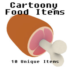 Cartoony Food Items 3D Model