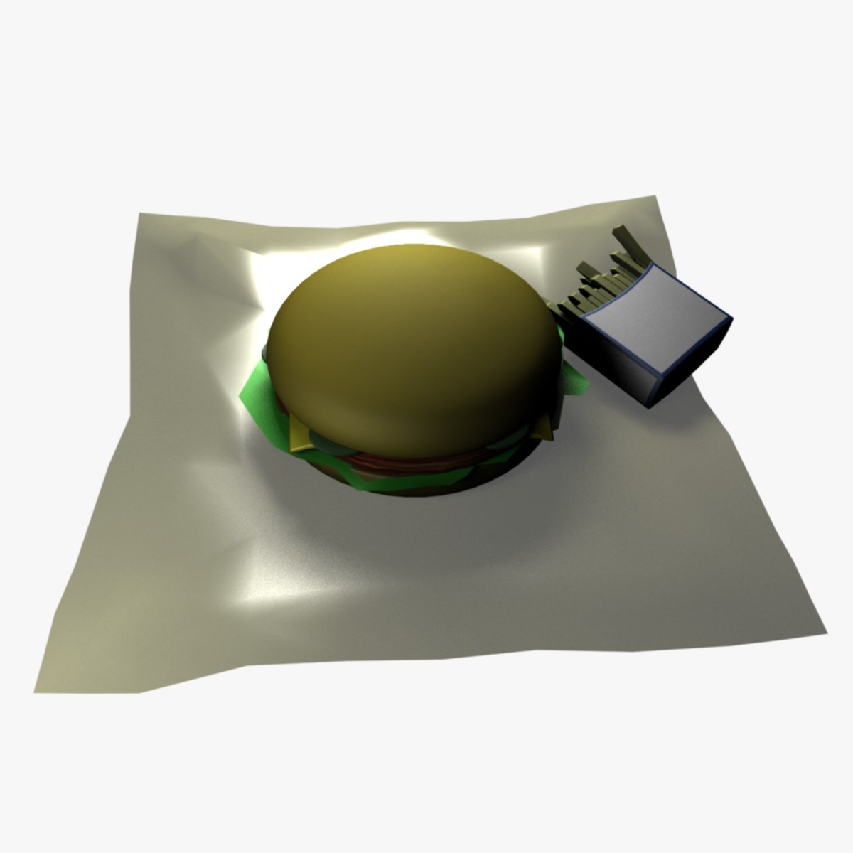 Hamburger and Fries 3D Model