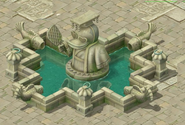 Cartoon version – city center iconic fountain 3D Model