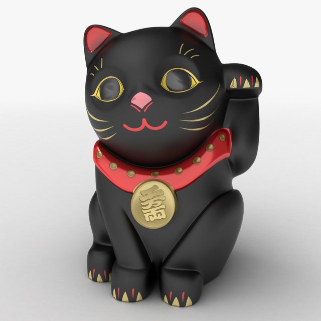 Maneki Neko black 3D model 3D Model